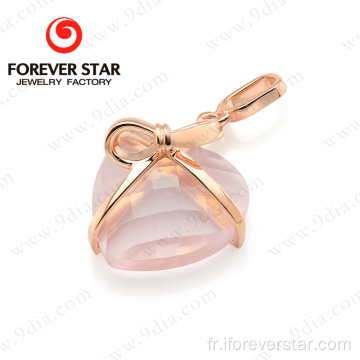 Pendentif en forme de cœur de quartz rose de haute qualité